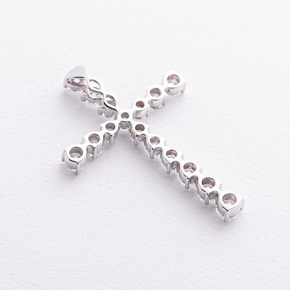 Хрестик у білому золоті з діамантами пб0386nl №2