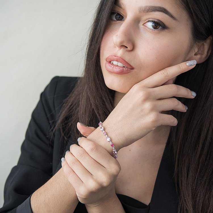 Срібний браслет з кольоровими фіанітами 141140 від ювелірного магазину Онікс - 3