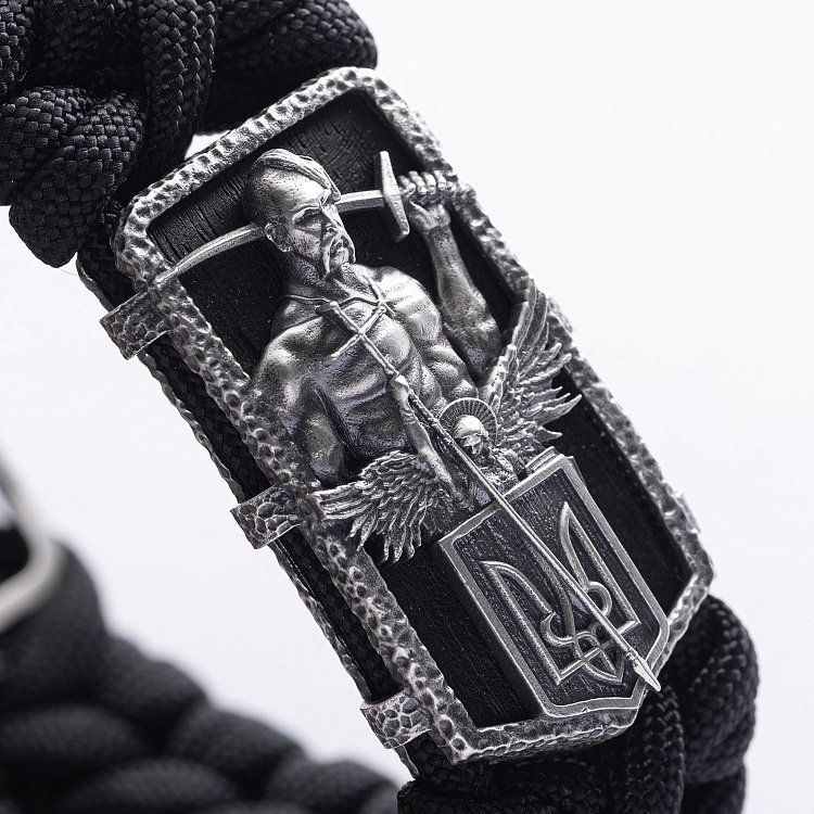 Серебряный браслет "Украинский козак" (эбеновое дерево) 1247 от ювелирного магазина Оникс - 4