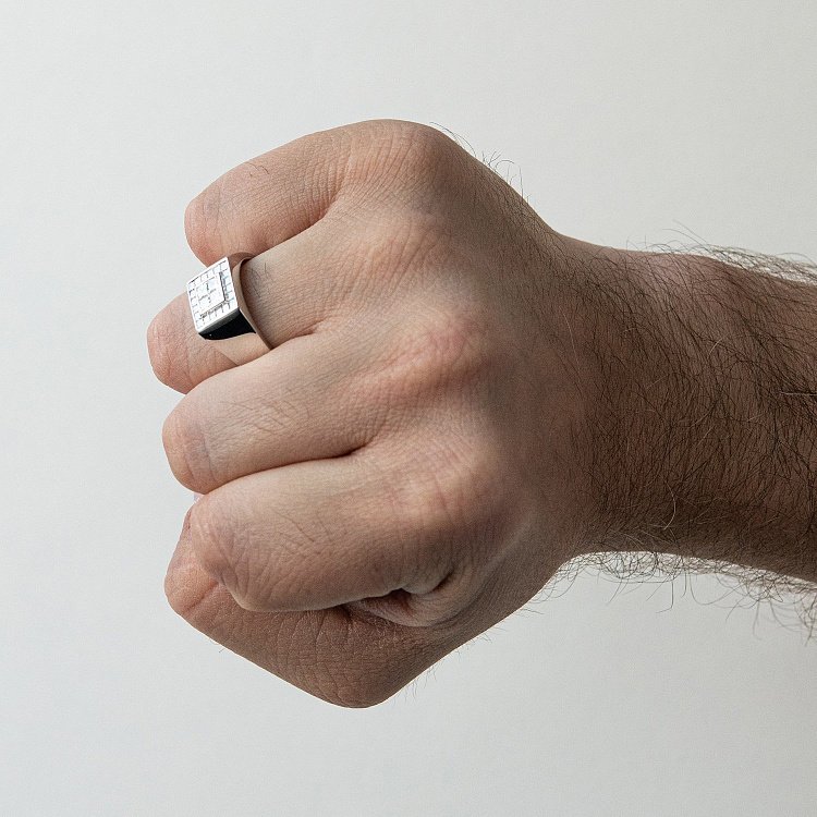 Чоловіча золота печатка з діамантами кб0377nl від ювелірного магазину Онікс - 5