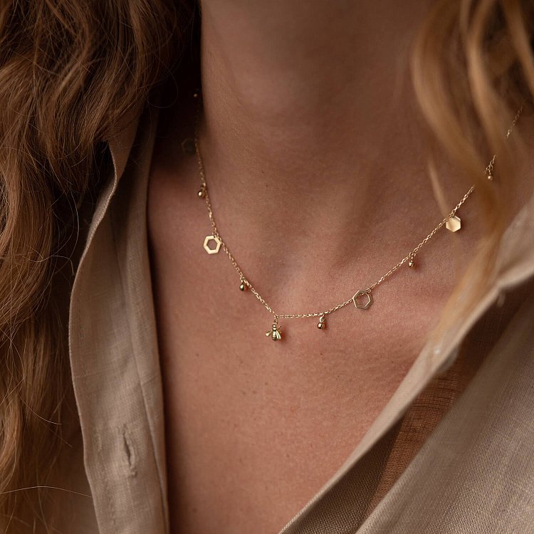 Кольє "Бджілка" у жовтому золоті кол02258 від ювелірного магазину Онікс - 1