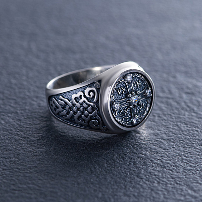 Серебряная мужская печатка (чернение) 111989 №7