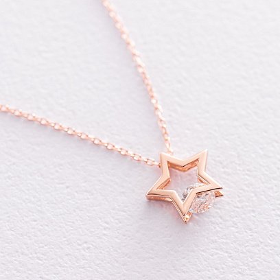 Золоте кольє "Зірочка" з фіанітом кол01900 №5