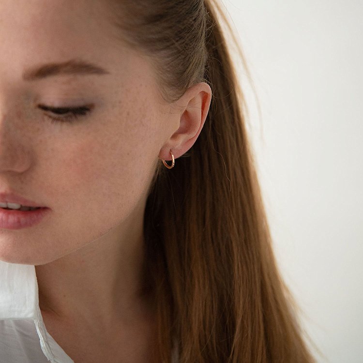 Сережки - кільця в червоному золоті (1.2 см) с01873 від ювелірного магазину Онікс - 2