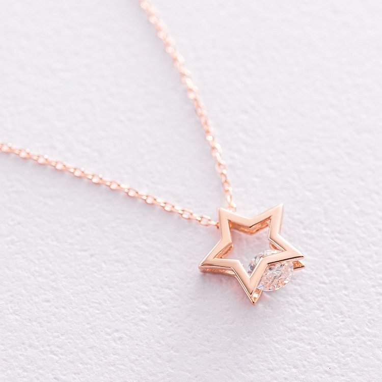 Золоте кольє "Зірочка" з фіанітом кол01900 від ювелірного магазину Онікс - 4