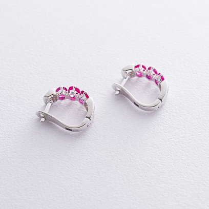 Золоті сережки з діамантами та рубінами E10853Raj №3