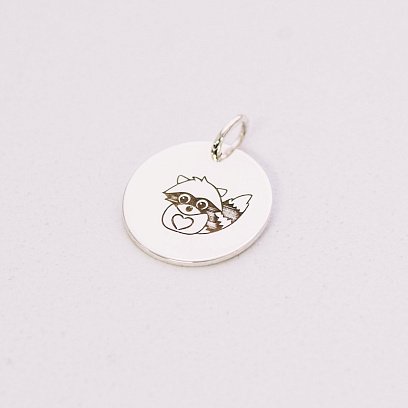 Срібний кулон з гравіюванням "Єнотик" 132724е №2