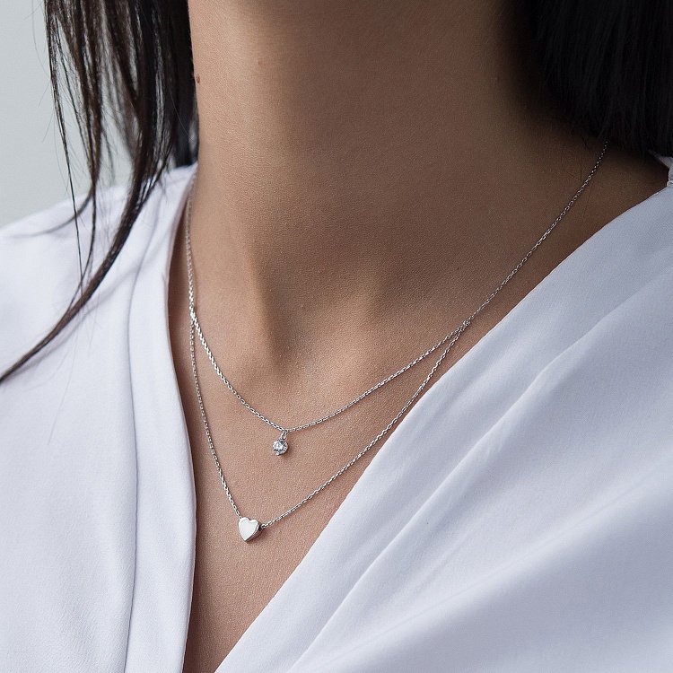 Золоте подвійне кольє "Серце" (фіаніт) кол01039 від ювелірного магазину Онікс - 3