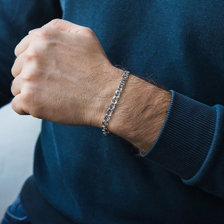 Мужской серебряный браслет (гарибальди 0.6 см) р0217413 от ювелирного магазина Оникс - 1