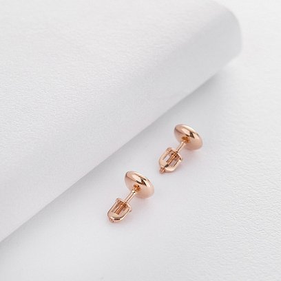 Золоті сережки - пусети з димчастим кварцом с05195 №5