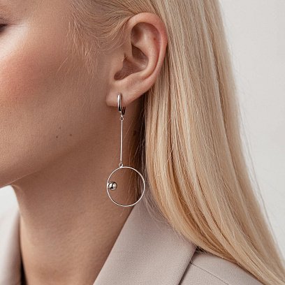 Срібні сережки "Асиметрія" 123188