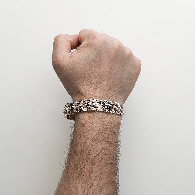 Мужской золотой браслет "Роза ветров" Б2501 от ювелирного магазина Оникс - 1