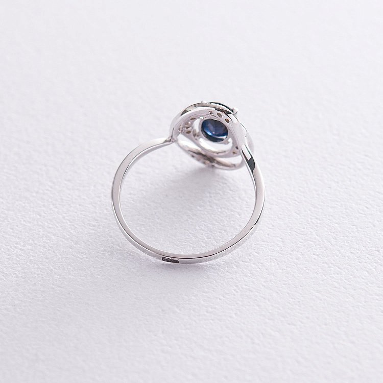 Золотое кольцо с бриллиантами и сапфиром к249b от ювелирного магазина Оникс - 2