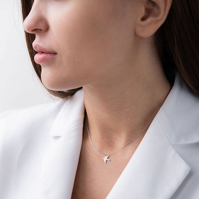 Кольє "Ластівка" в білому золоті кол01610 №4