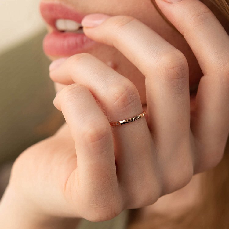 Кольцо "Меган" в красном золоте к07435 - 2 Кольцо "Меган" в красном золоте к07435 от ювелирного магазина Оникс - 2