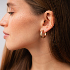 Золотые серьги-кольца (фианиты), диаметр: 21 мм с05228 от ювелирного магазина Оникс - 3