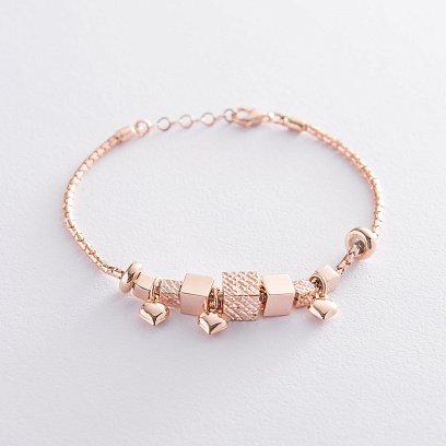 Браслет "Кубики" в червоному золоті б04384 №2