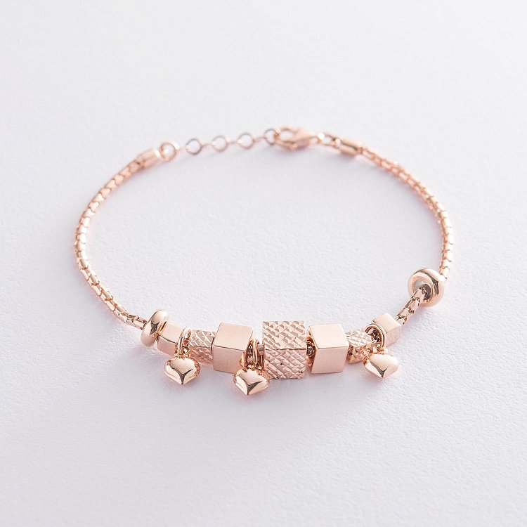 Браслет "Кубики" в червоному золоті б04384 від ювелірного магазину Онікс - 1