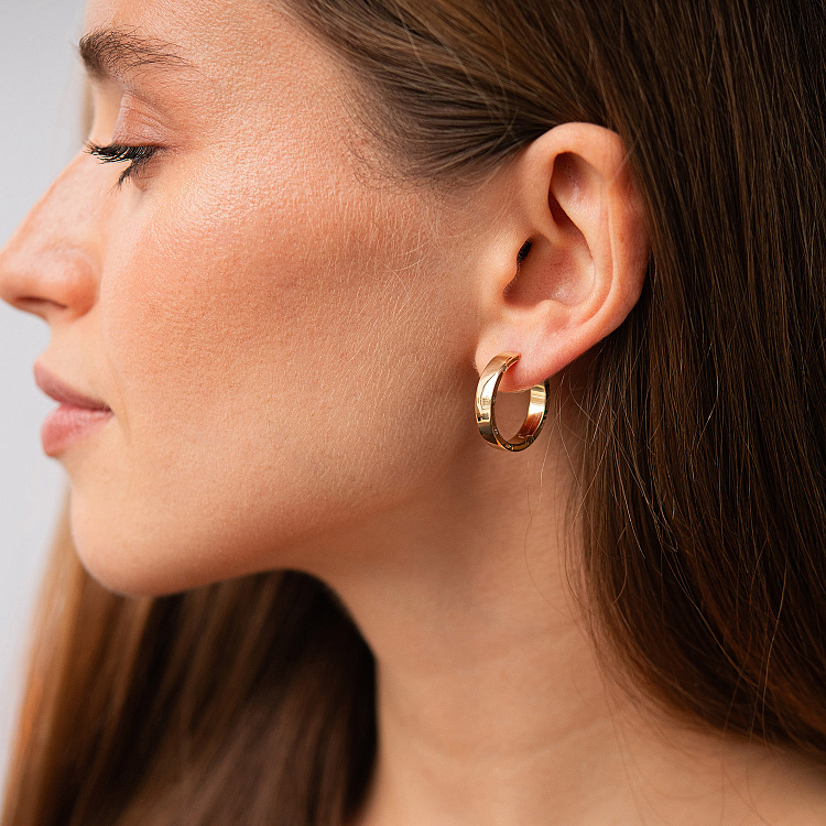 Золотые серьги-кольца (фианиты), диаметр: 21 мм с05228 от ювелирного магазина Оникс - 3