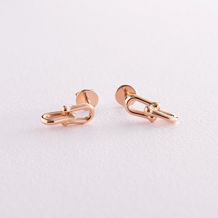 Золотые серьги - пусеты "Фантазия" с08087 от ювелирного магазина Оникс - 2