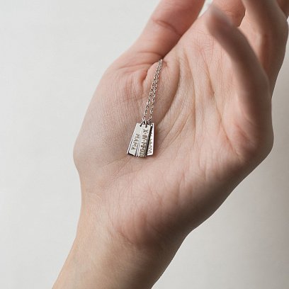 Срібне кольє "Символ" з гравіюванням (потрійне) 18980 №4