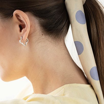 Сережки "Конюшина" в білому золоті с06958 №3