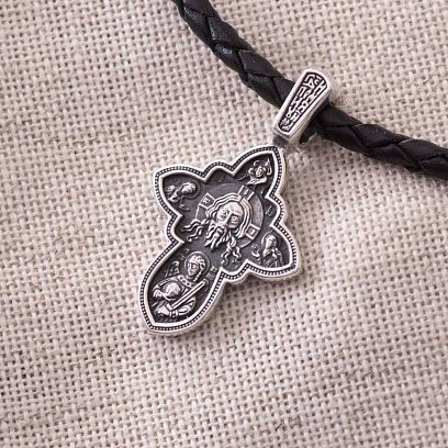 Срібний хрест "Спас Нерукотворний. Успіння Божої Матері" 131111 №6