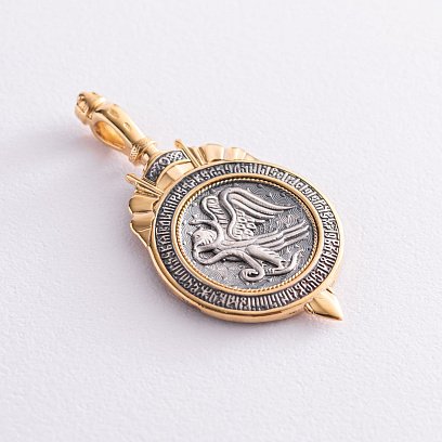 Серебряная подвеска "Димитрий Солунский" с позолотой 132390 №7