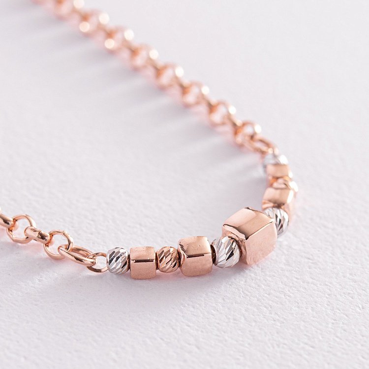 Золотой браслет "Кубики и шарики" б05062 от ювелирного магазина Оникс - 3