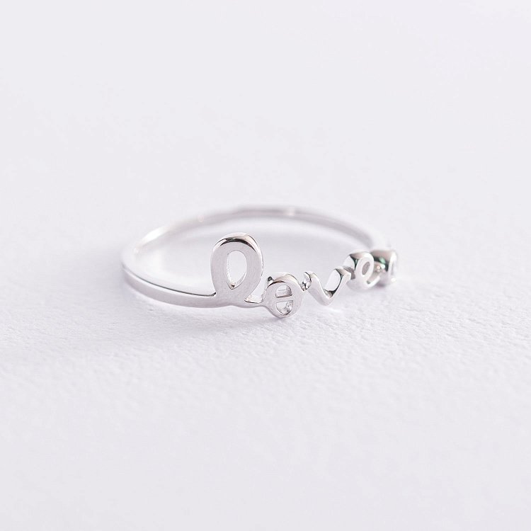 Кольцо "Love" в белом золоте с фианитом к06811 Кольцо "Love" в белом золоте с фианитом к06811 от ювелирного магазина Оникс