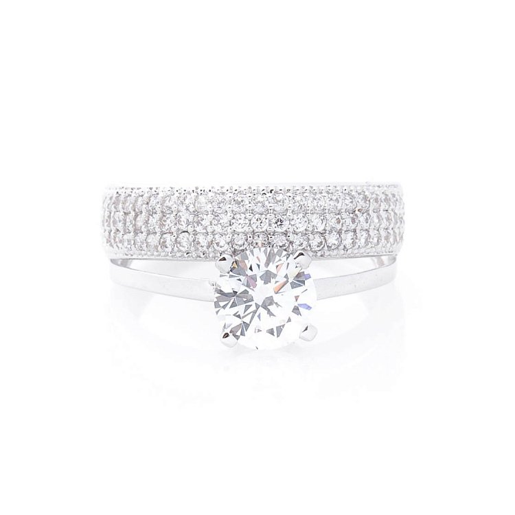 Золота каблучка з фіанітами к05361 від ювелірного магазину Онікс - 3