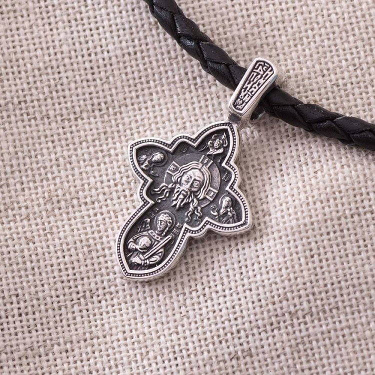 Срібний хрест "Спас Нерукотворний. Успіння Божої Матері" 131111 від ювелірного магазину Онікс - 5