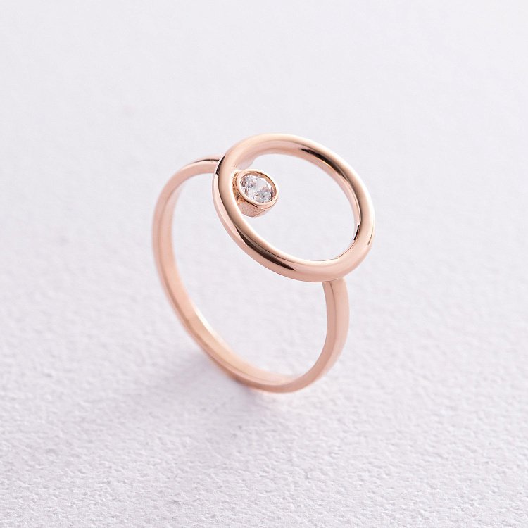 Золота каблучка "Кругообіг" з фіанітом к07208 від ювелірного магазину Онікс