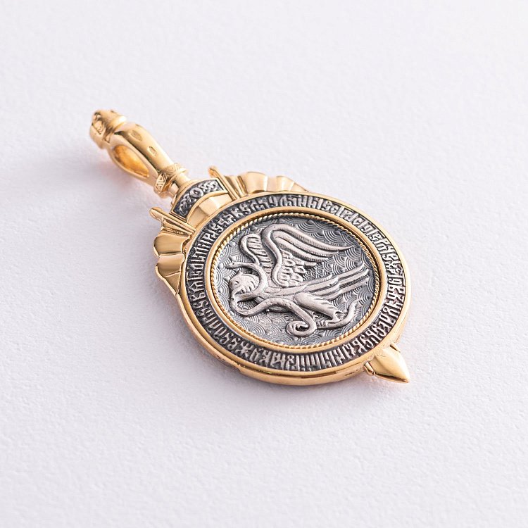 Серебряная подвеска "Димитрий Солунский" с позолотой 132390 от ювелирного магазина Оникс - 6