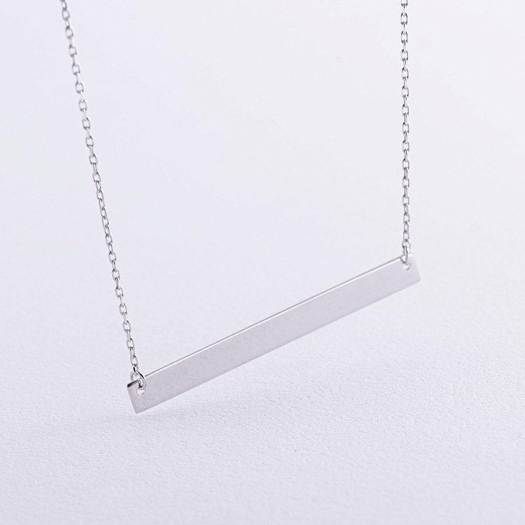 Кольє з пластиною для гравіювання (біле золото) кол02478 від ювелірного магазину Онікс