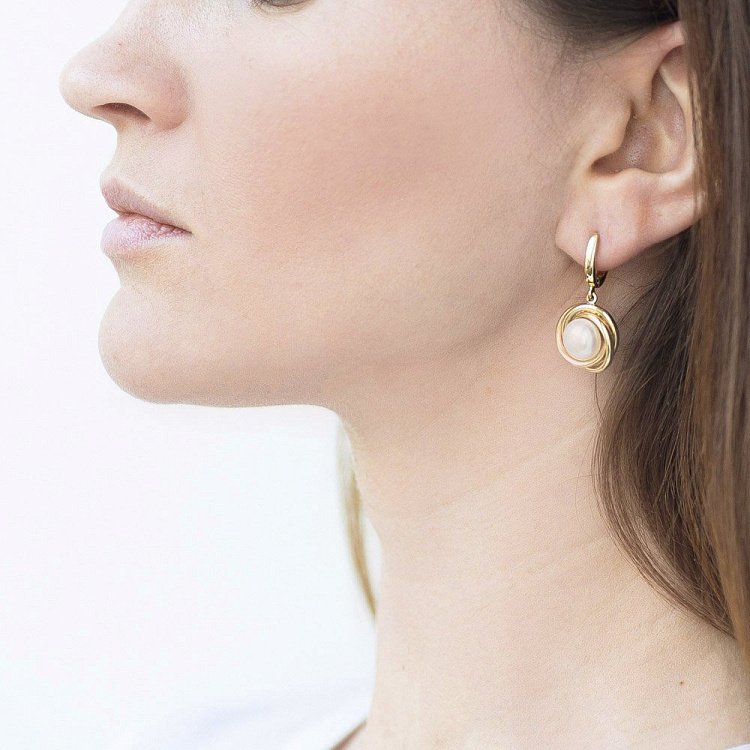 Золоті сережки (культ. прісн. перли) с04963 від ювелірного магазину Онікс - 2