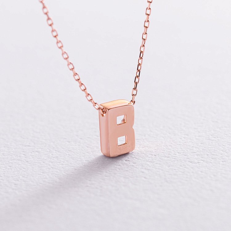 Кольє з буквою "В" в червоному золоті кол01256В від ювелірного магазину Онікс - 3