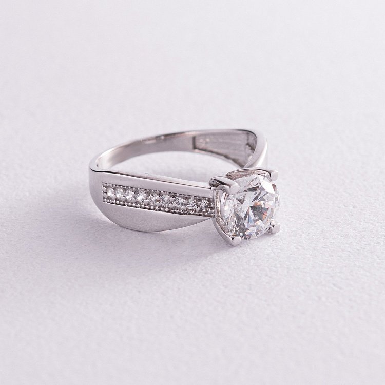 Золота заручальна каблучка з фіанітами к04720 від ювелірного магазину Онікс