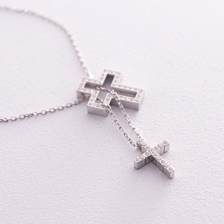 Золоте кольє "Хрестик" з діамантами 124831121 від ювелірного магазину Онікс - 2