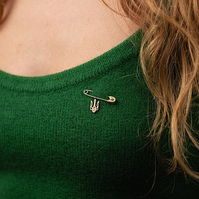 Золота шпилька "Герб України - Тризуб" зак00333 №4