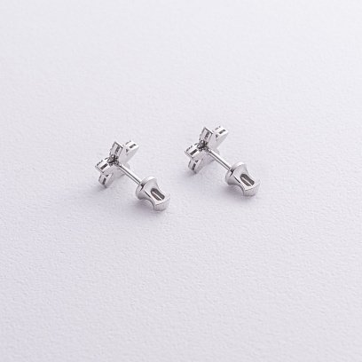 Сережки - пусети "Квіточки" з діамантами (біле золото) 339651121 №6