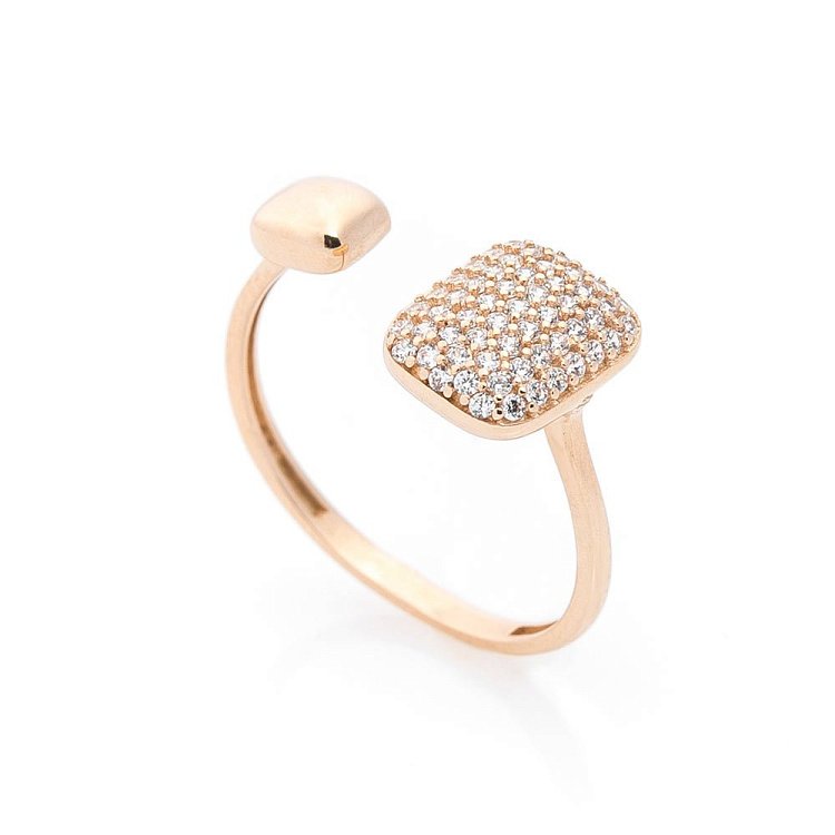 Золотое кольцо с фианитами к05635 от ювелирного магазина Оникс