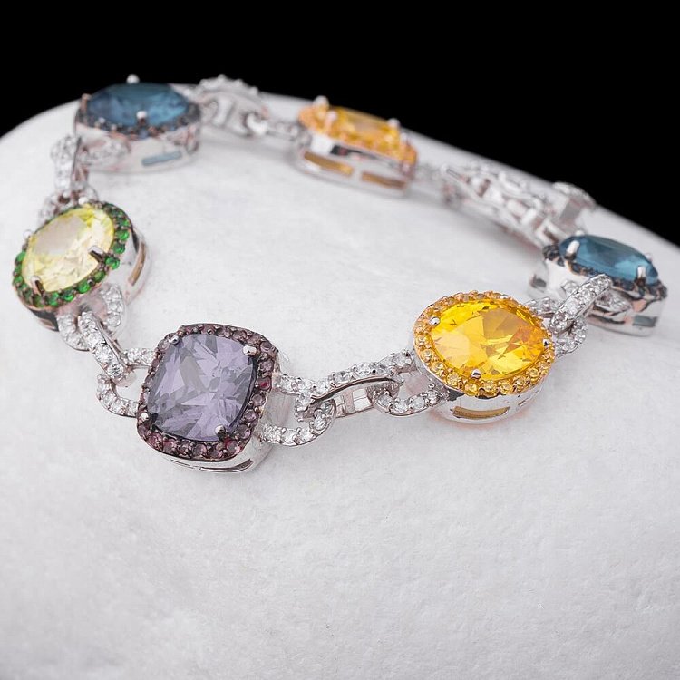 Срібний браслет (фіаніти, родій) 14574 від ювелірного магазину Онікс - 2