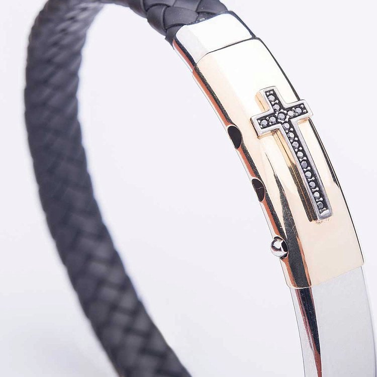 Золотий браслет з каучуком б02307 від ювелірного магазину Онікс - 1