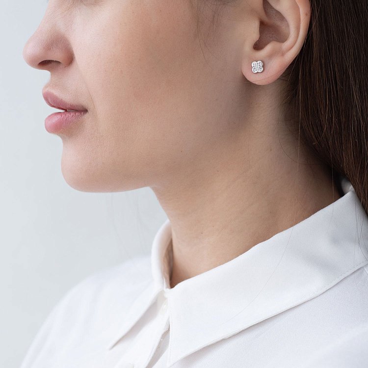 Золотые серьги - пусеты с бриллиантами сб0332gch от ювелирного магазина Оникс - 1