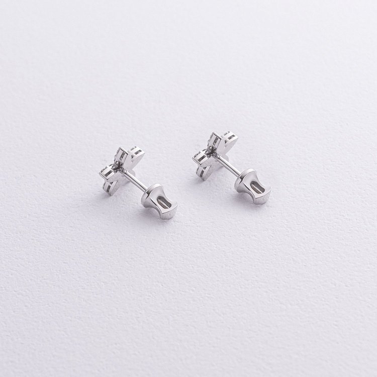 Сережки - пусети "Квіточки" з діамантами (біле золото) 339651121 від ювелірного магазину Онікс - 5