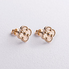 Сережки - пусети "Конюшина" в жовтому золоті с09671 от ювелирного магазина Оникс - 1