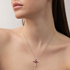 Золотой крестик с бриллиантами и рубинами пб0364nl от ювелирного магазина Оникс - 1