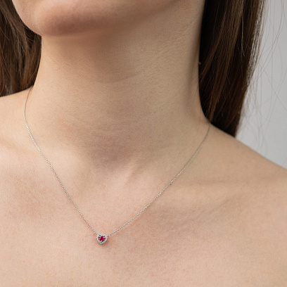 Золотое колье "Сердечко" (бриллианты, рубин) колб0161ca №6