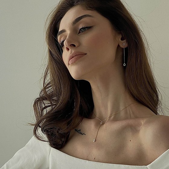 Колье "Кружочки" в желтом золоте (фианиты) кол01824 №4